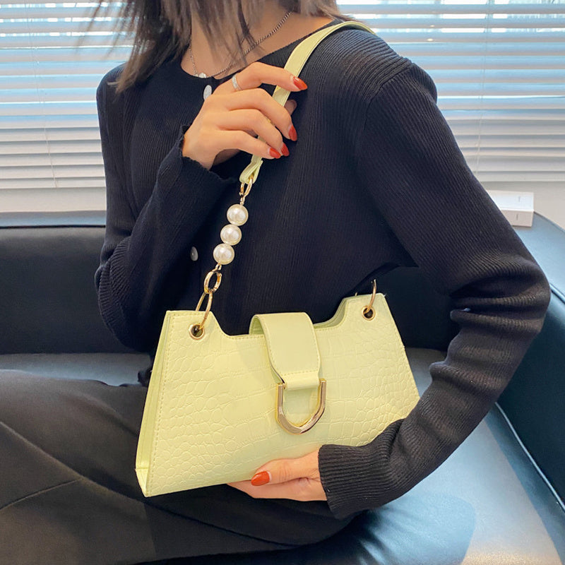 Leisure Pearl PU Zipper Armpit Bag for Women, 28x14x6cm