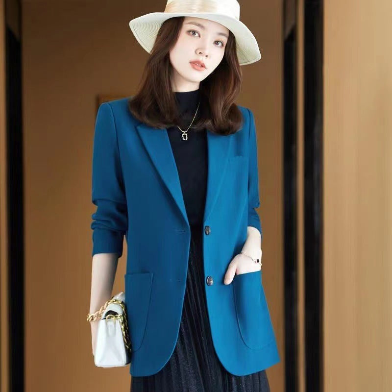 Women's Plus Size Blue Polyester Suit Jacket Small