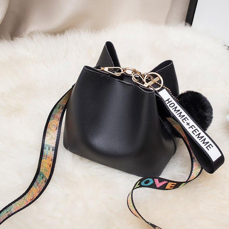 Ladies Classic Print PU Bucket Bag 16x12x16cm