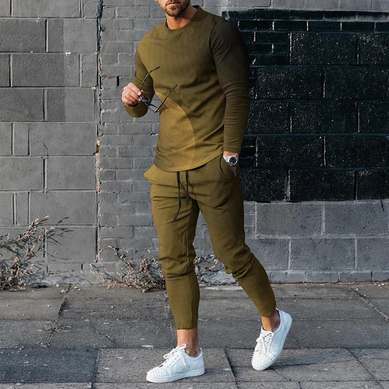 Casual Loose Gradient Long Sleeve Sweater Two-Piece Set