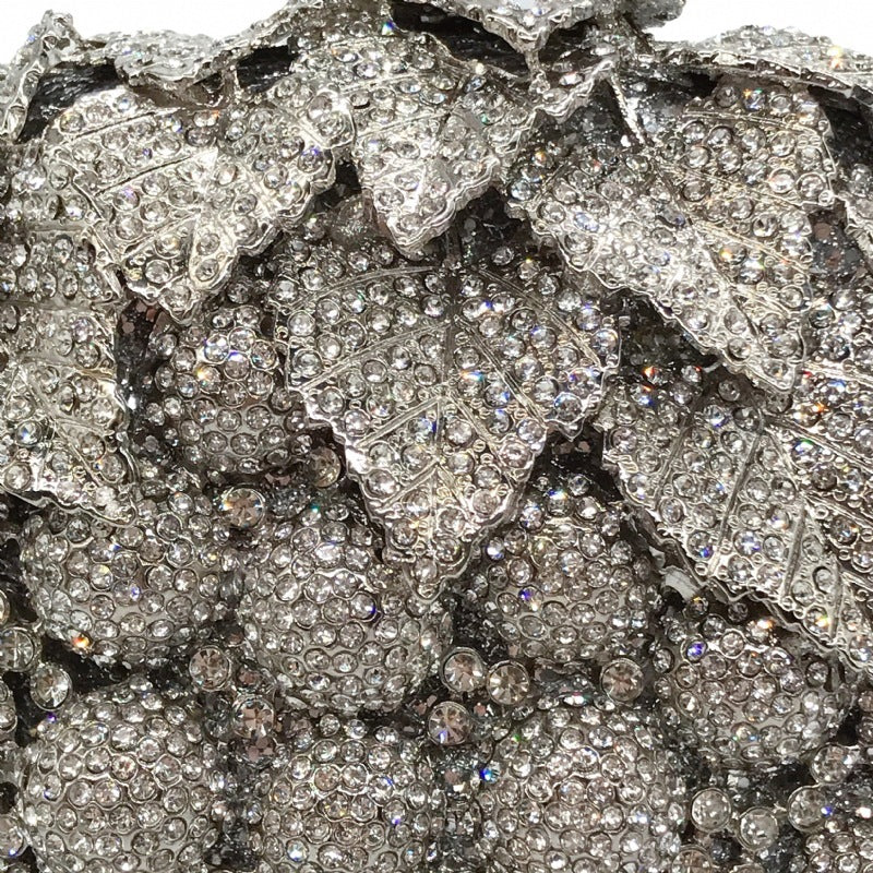 Sac de dîner à chaîne en forme de raisin clouté de diamants, petit 13x17.5x8 cm
