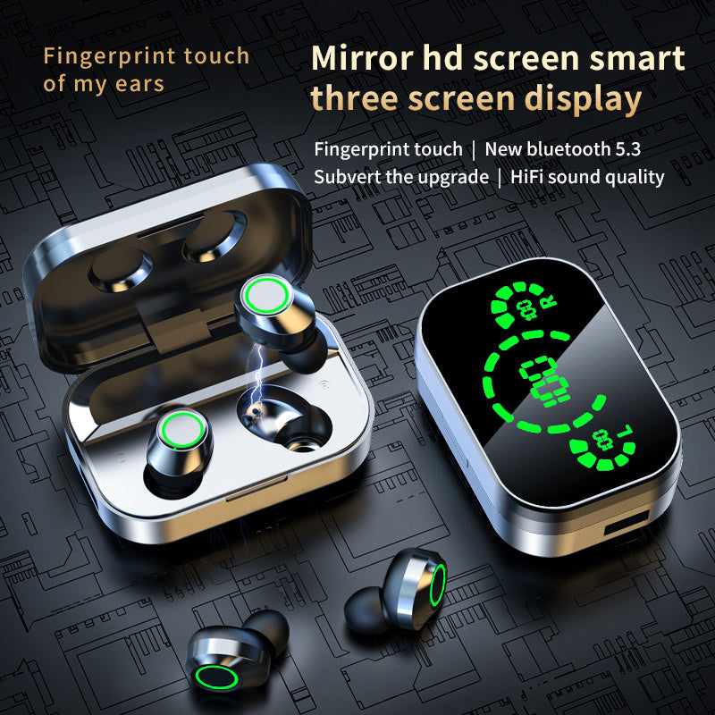 TWS Wireless Earbuds with Smart LED Display & Breathing Light Effect