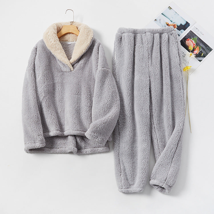 Ensemble de pyjama en flanelle polaire de corail épaissie pour couples