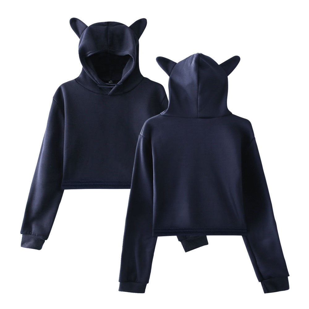 Sweat à capuche court pour femme – Manches longues – Pull – Streetwear – Haut de printemps