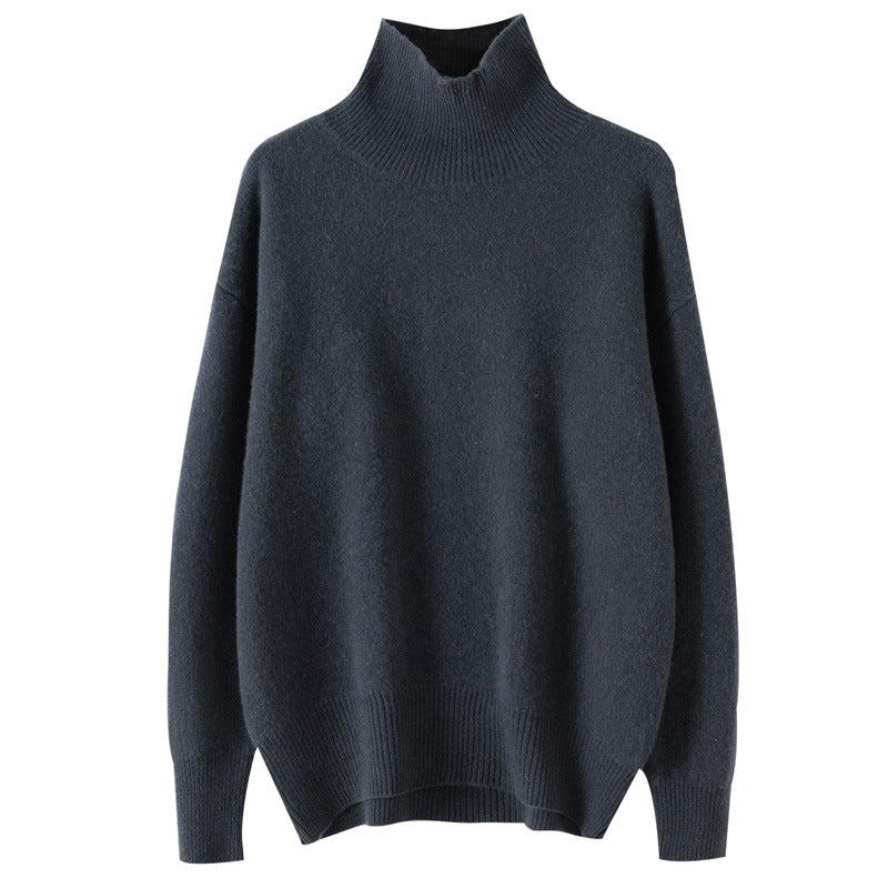Pull col roulé en cachemire et pure laine extra-épais pour femme