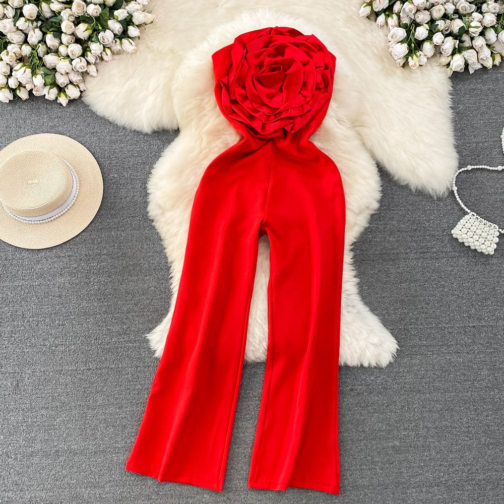 Combinaison droite à jambes larges pour femme