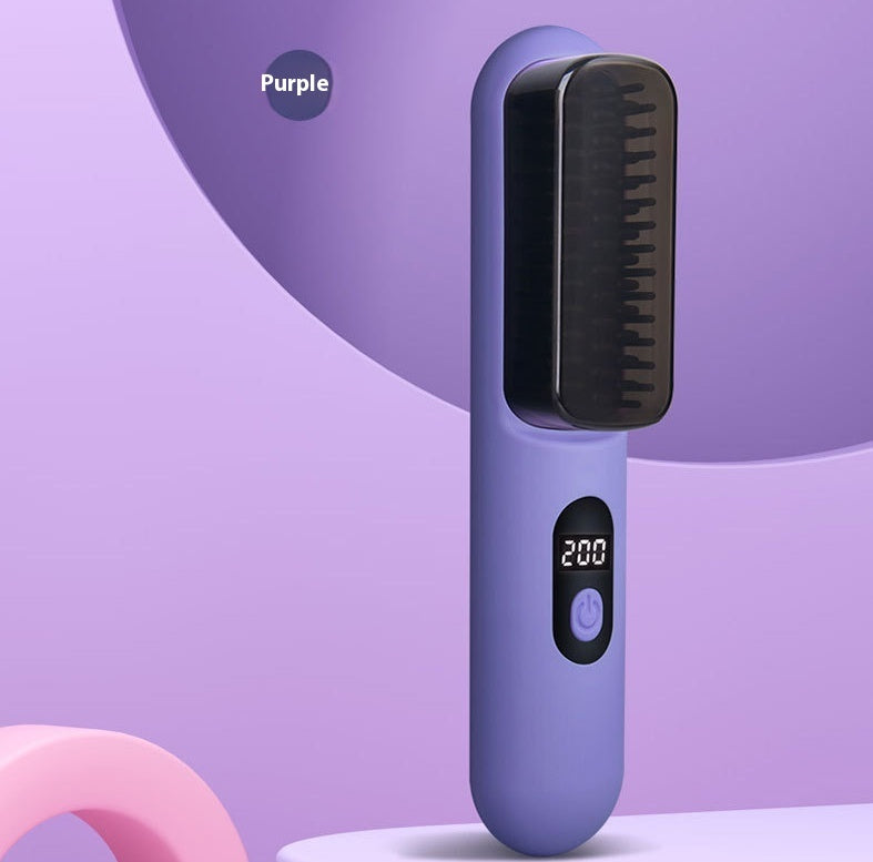 Wireless Straight Comb Negative Ion Hair Curler And Straightener Dual-use Comb