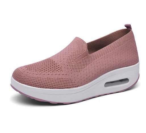 Chaussures de marche à coussin d'air en maille pour femme avec semelles épaisses
