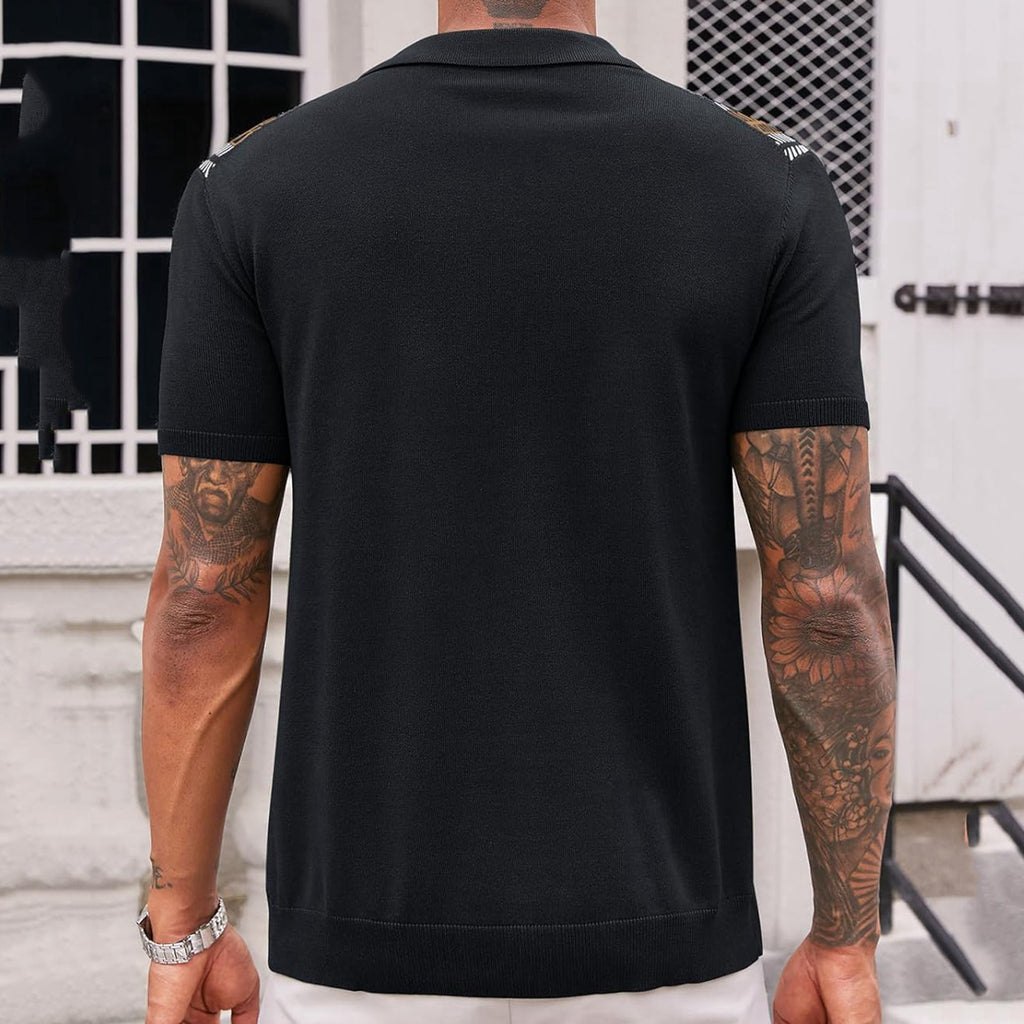 Men's Casual Striped Jacquard Short Sleeve Sweater Summer Sizes M-3XL