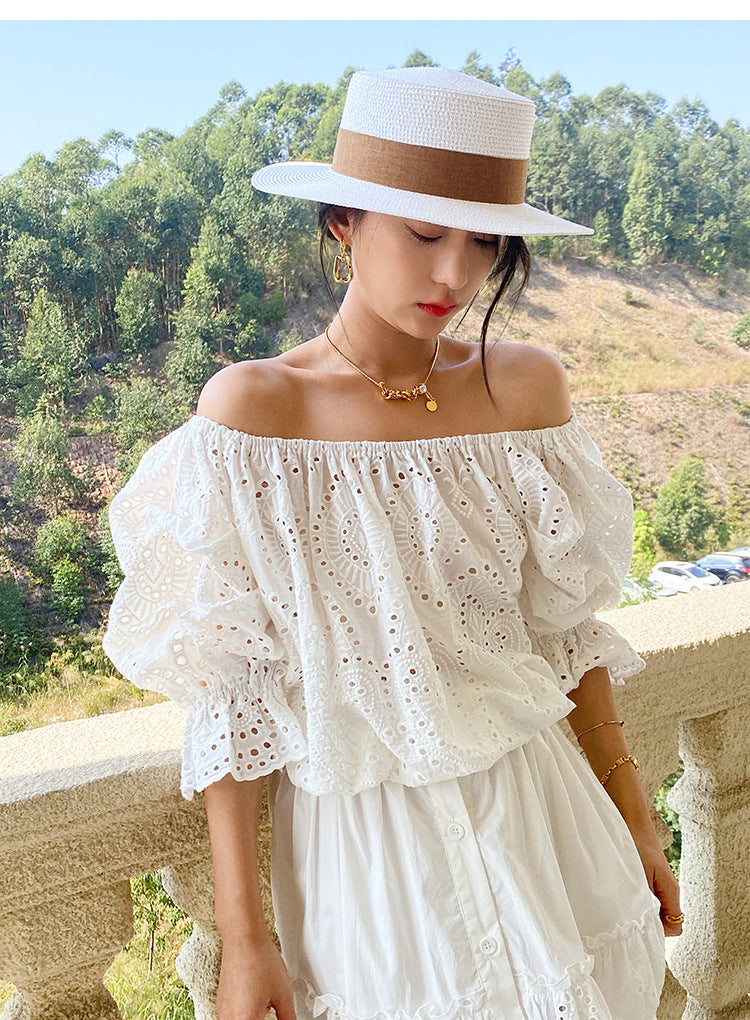 Chemisier en coton blanc de style français, à enfiler, S-XL