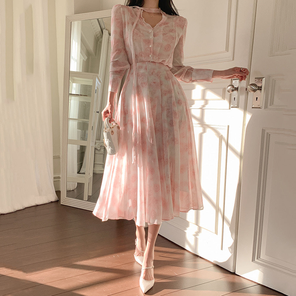High Waist Floral Skirt Suit for Women, Blouse + Skirt Set, S-M