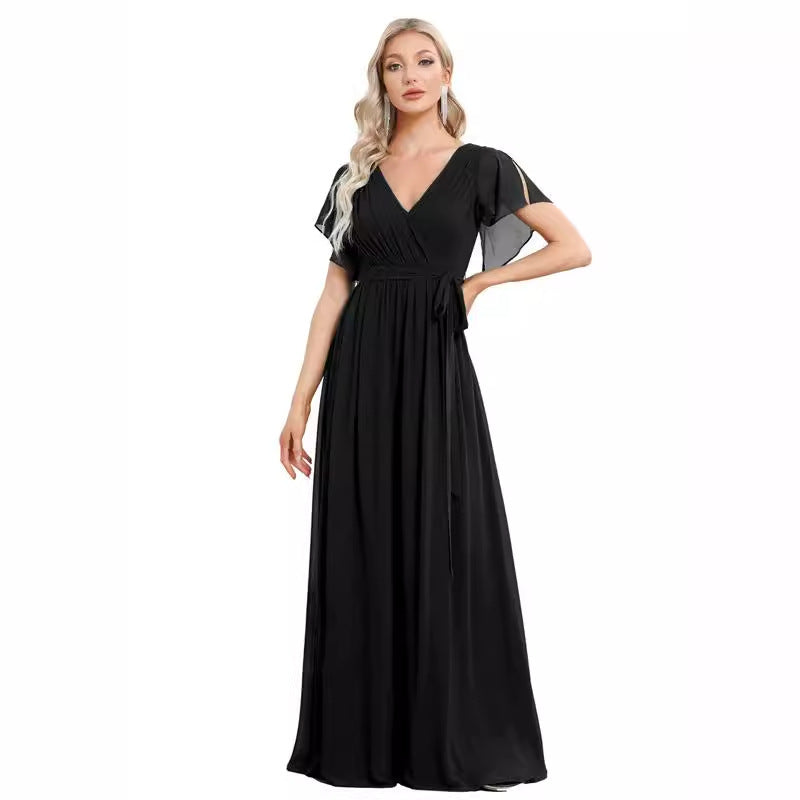 Sexy V-Neck Long Chiffon Dress for Women