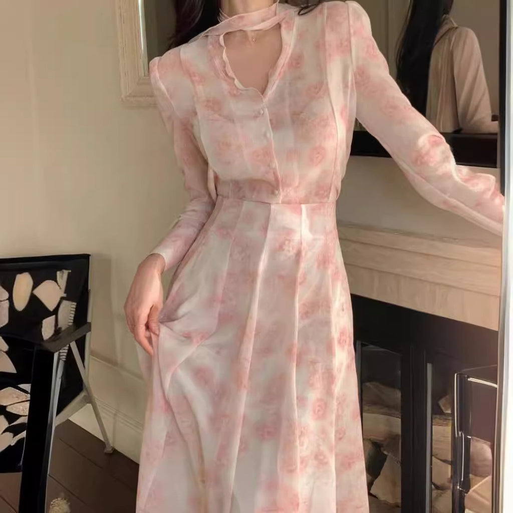 High Waist Floral Skirt Suit for Women, Blouse + Skirt Set, S-M