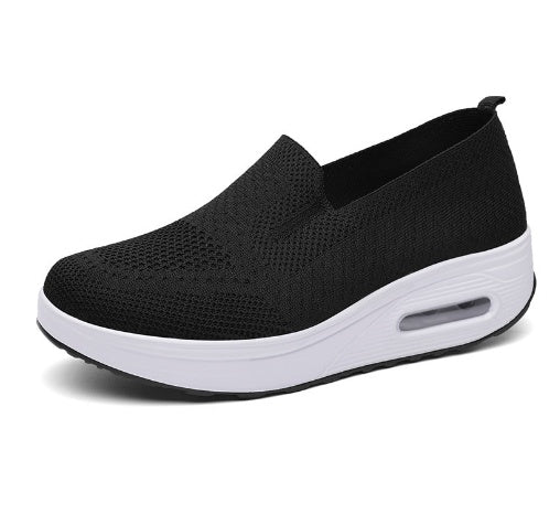Chaussures de marche à coussin d'air en maille pour femme avec semelles épaisses