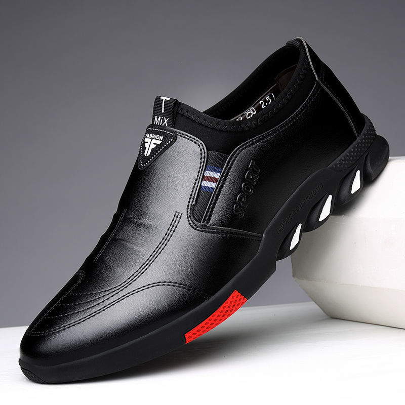 Mens Leather Business Shoes Spring Flat Heel PU Upper
