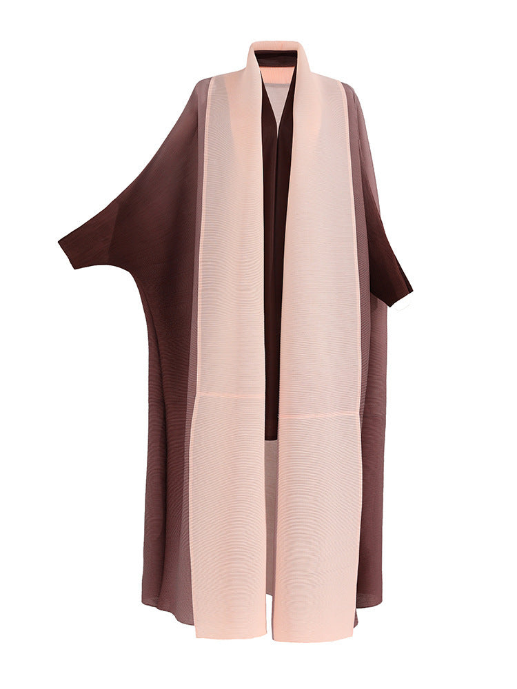 معطف ترنش مطوي للنساء العربيات، خريفي جديد، لون متدرج، فضفاض