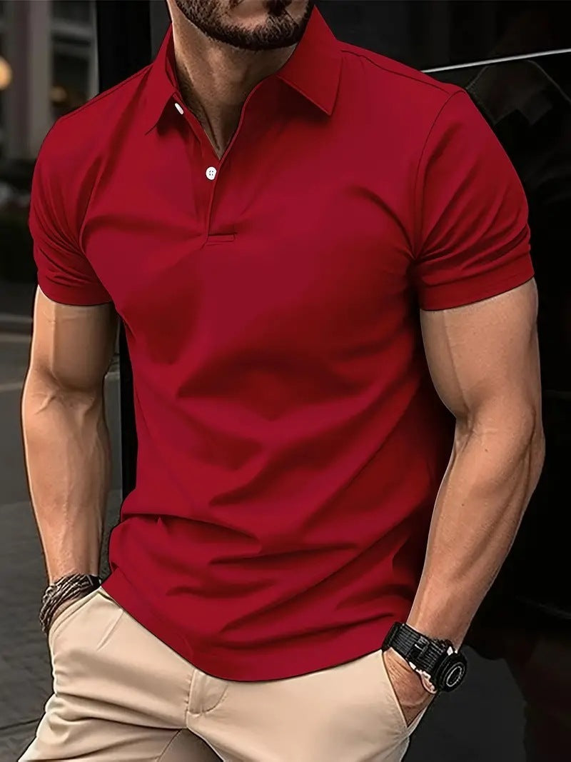 High Sense Casual Solid Color Short Sleeve Shirt with Buttons