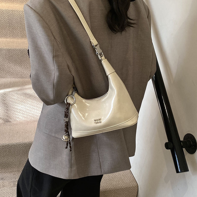 Sac à bandoulière en PU style rétro, simple, 20,5 x 9,5 x 20 cm