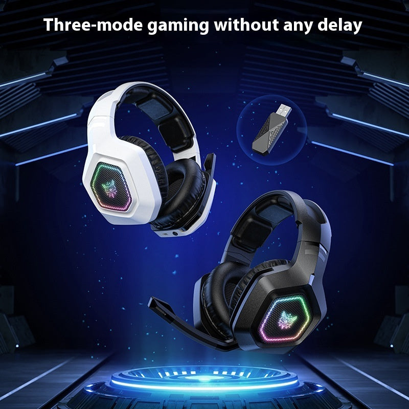 Casque de jeu sans fil Bluetooth 2.4G avec éclairage RVB et chargement sans fil