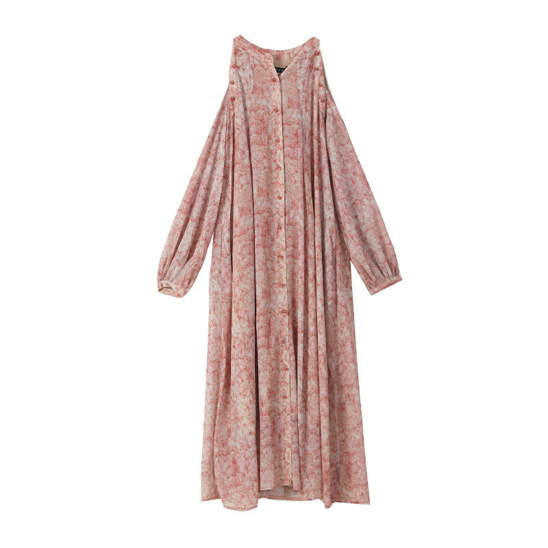 Women's High Waist Floral Lantern Sleeve Dress