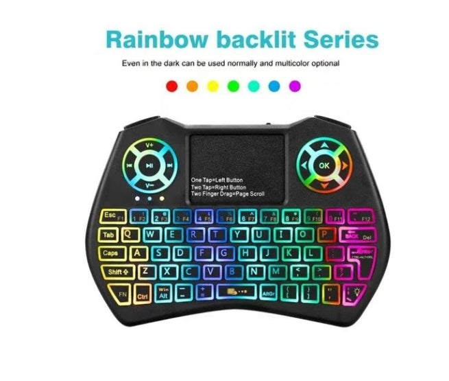 Mini clavier sans fil avec souris gyroscopique rétroéclairée par LED et prise en charge multilingue