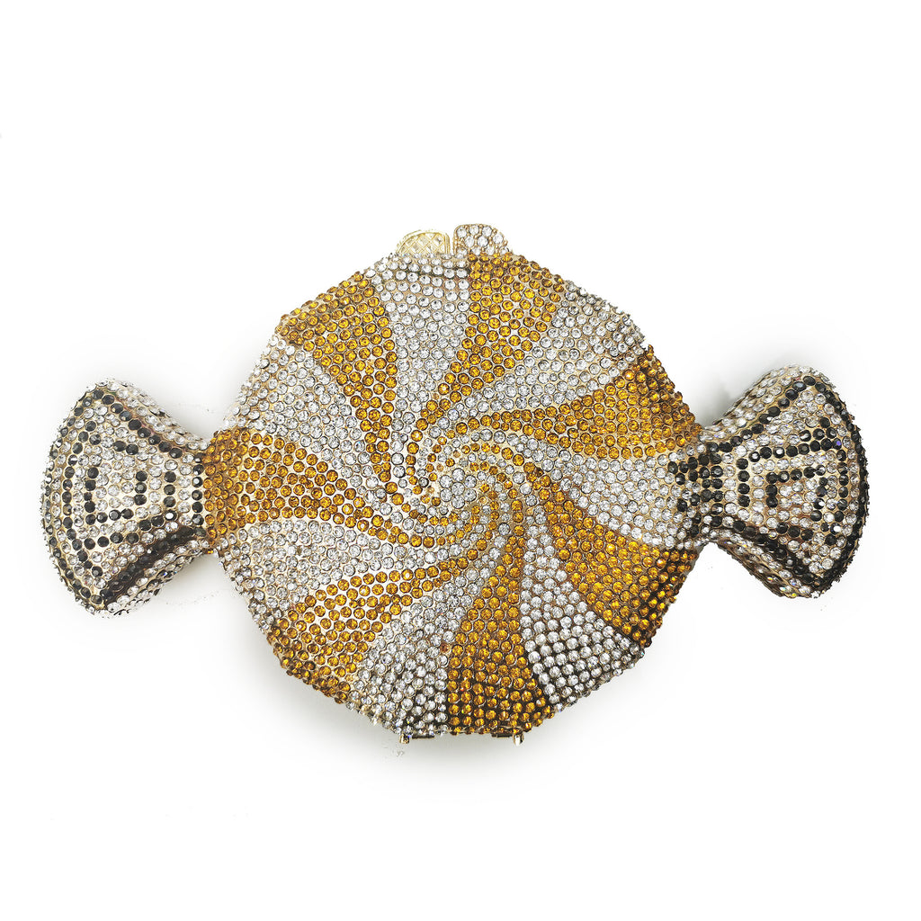 Mini pochette ornée de diamants fantaisie, de bonbons et de perles
