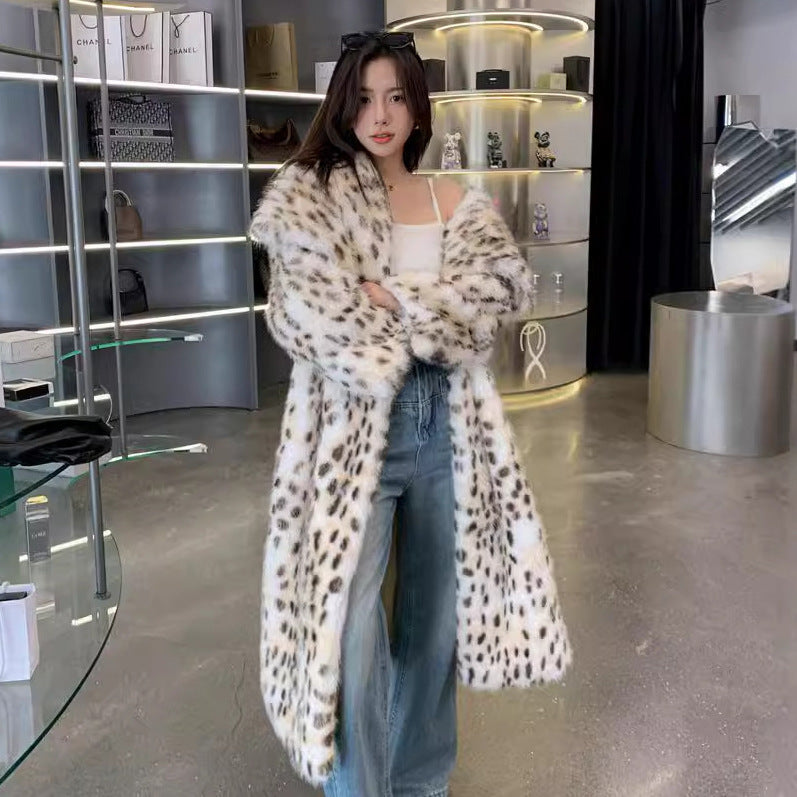 Weaving Lapel Ruffled Fur Trench Coat