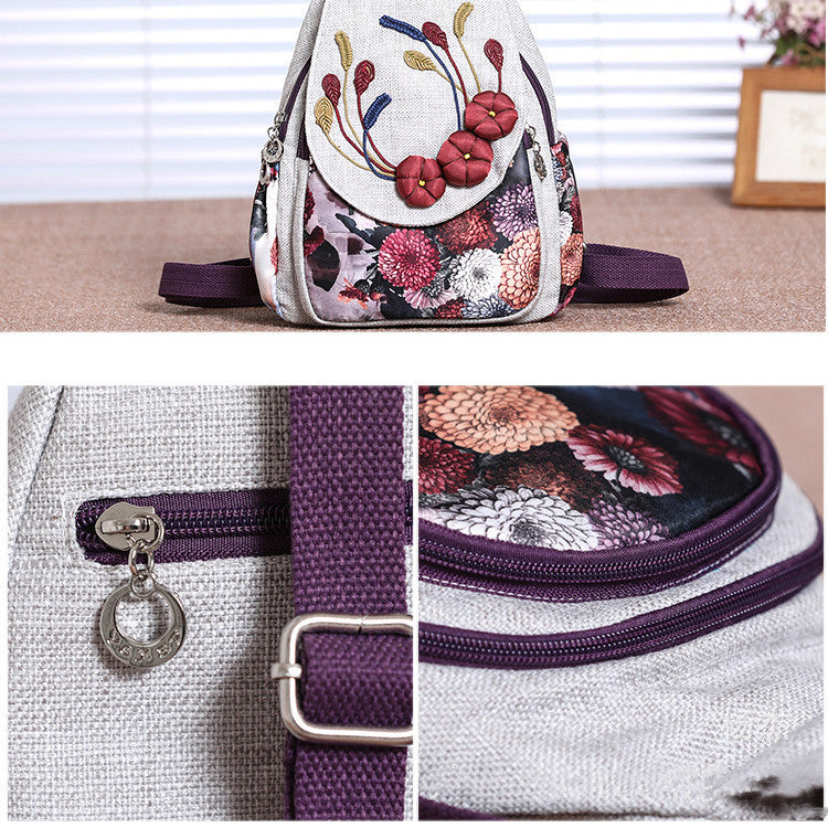 Sac à dos de voyage en toile grande capacité style ethnique
