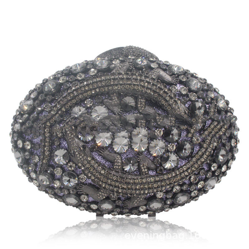 Women's Rhinestone Oval Clutch Evening Bag 20x14x8cm