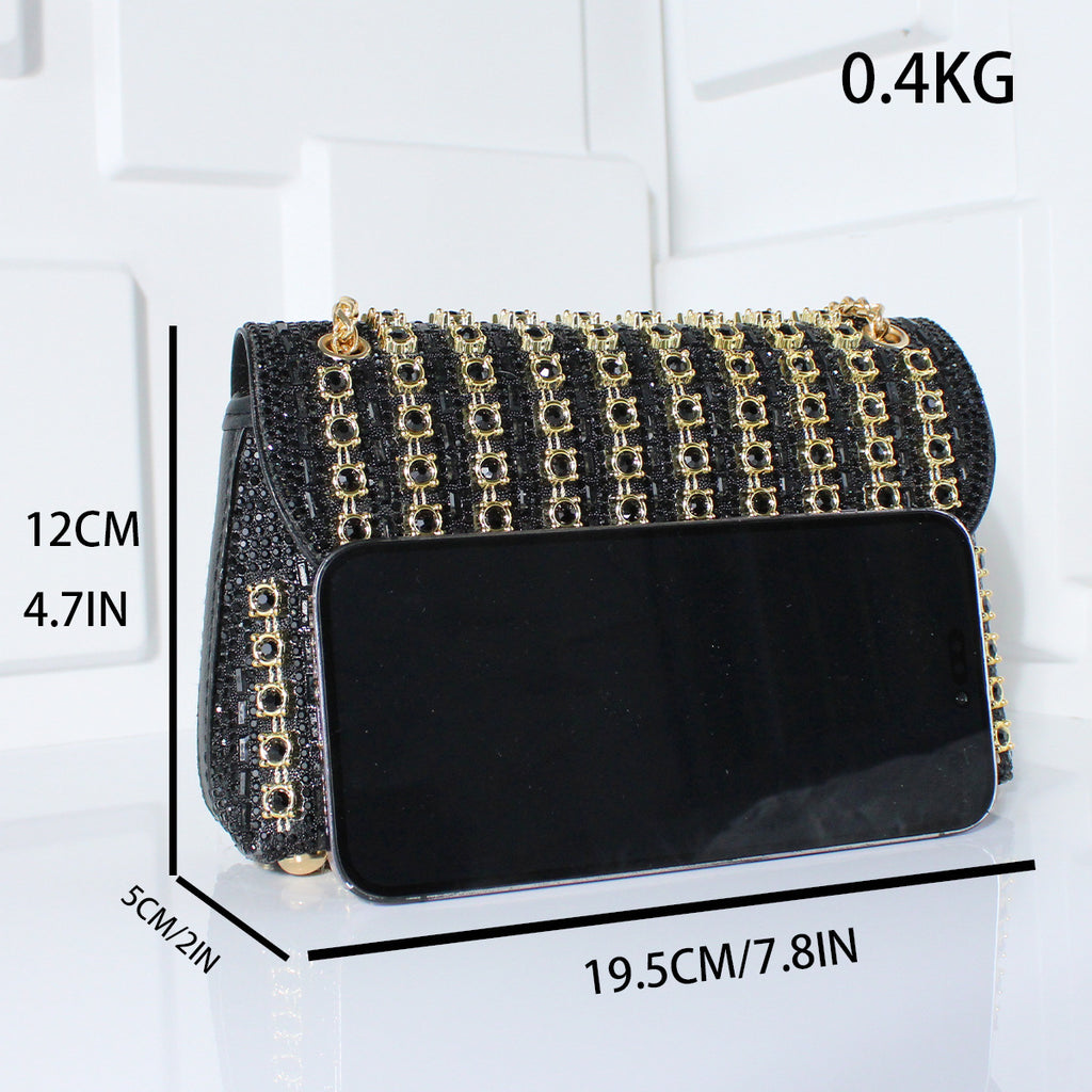 Fashion Diamond-Embedded Crossbody Dinner Bag with Hand Carrying