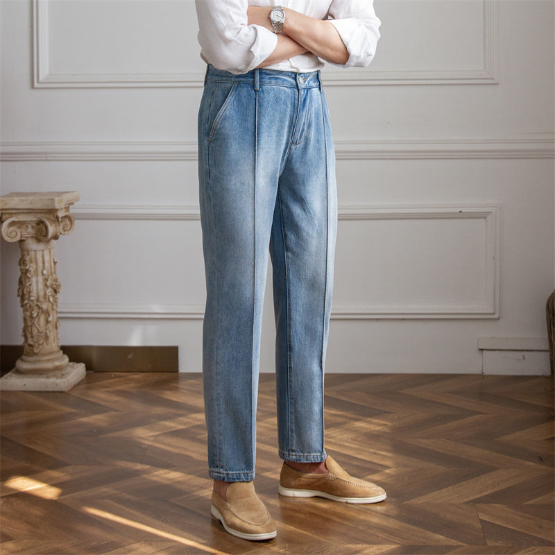 Vintage Blue Denim Straight Leg Lounge Pants Thin & Breathable