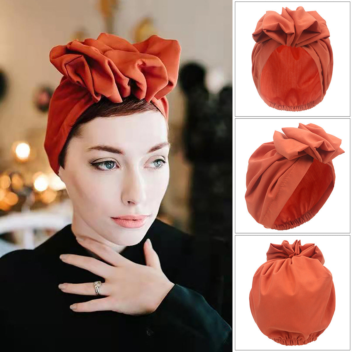 Chapeau Turban Rétro Français Baotou en Polyester Taille Unique pour Femmes
