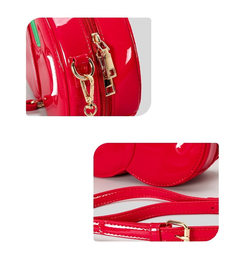 Sac messager à bandoulière en forme de cerise créative rouge en PU