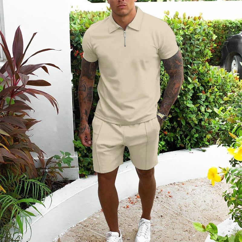 Men's Casual Two-Piece Short Sleeve Shirt & Shorts Set
