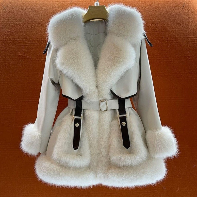 Elegant Women's Faux Fur Coat with Big Fur Collar