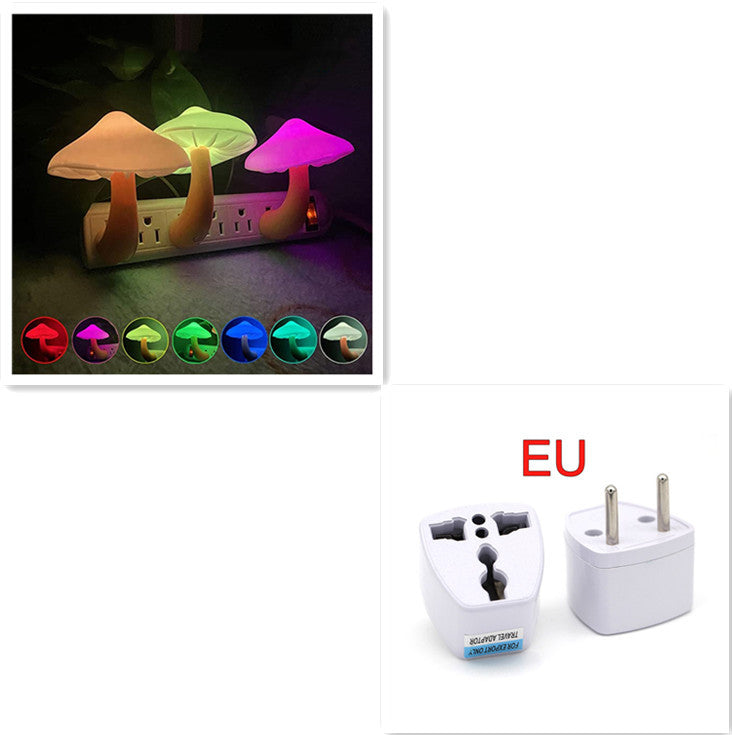 Mushroom LED Night Light with Sensor Warm White EU US Plug Wall Socket Lamp