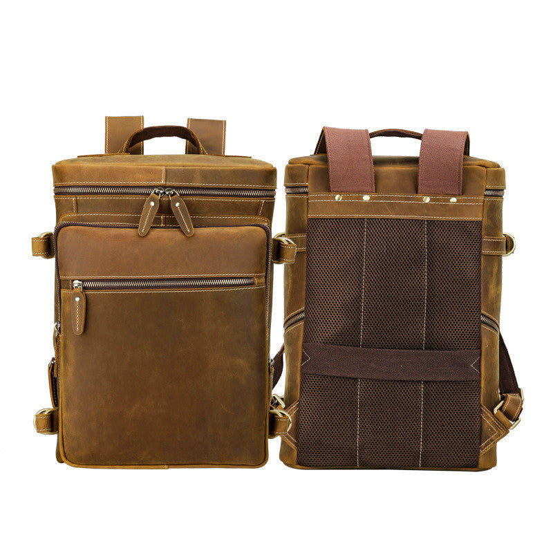 Retro Crazy Horse Leather Men's 16 Inch Large Capacity Computer Bag