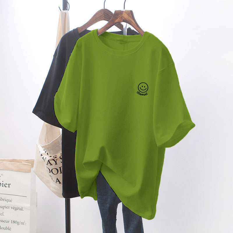 Design Sense Chic White Loose Short-Sleeve T-Shirt for Women
