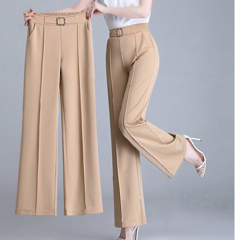 Pantalon Femme Coupe Droite Ample Large en Soie Glacée