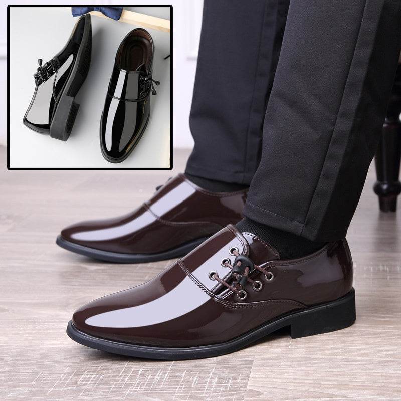 Chaussures Richelieu à lacets pour hommes en cuir verni italien Noir Business Mariage Grande Taille