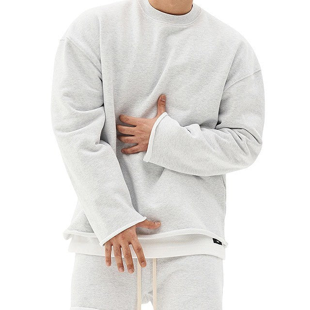 Men's Loose Round Neck Pullover Sweater Cotton Blend