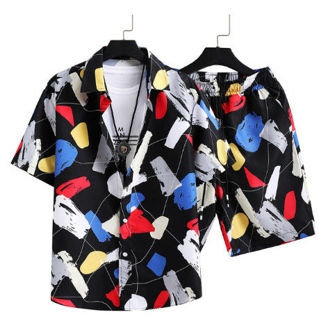 Men's Plus Size Casual 3D Digital Print Short Sleeve Hawaii Suit