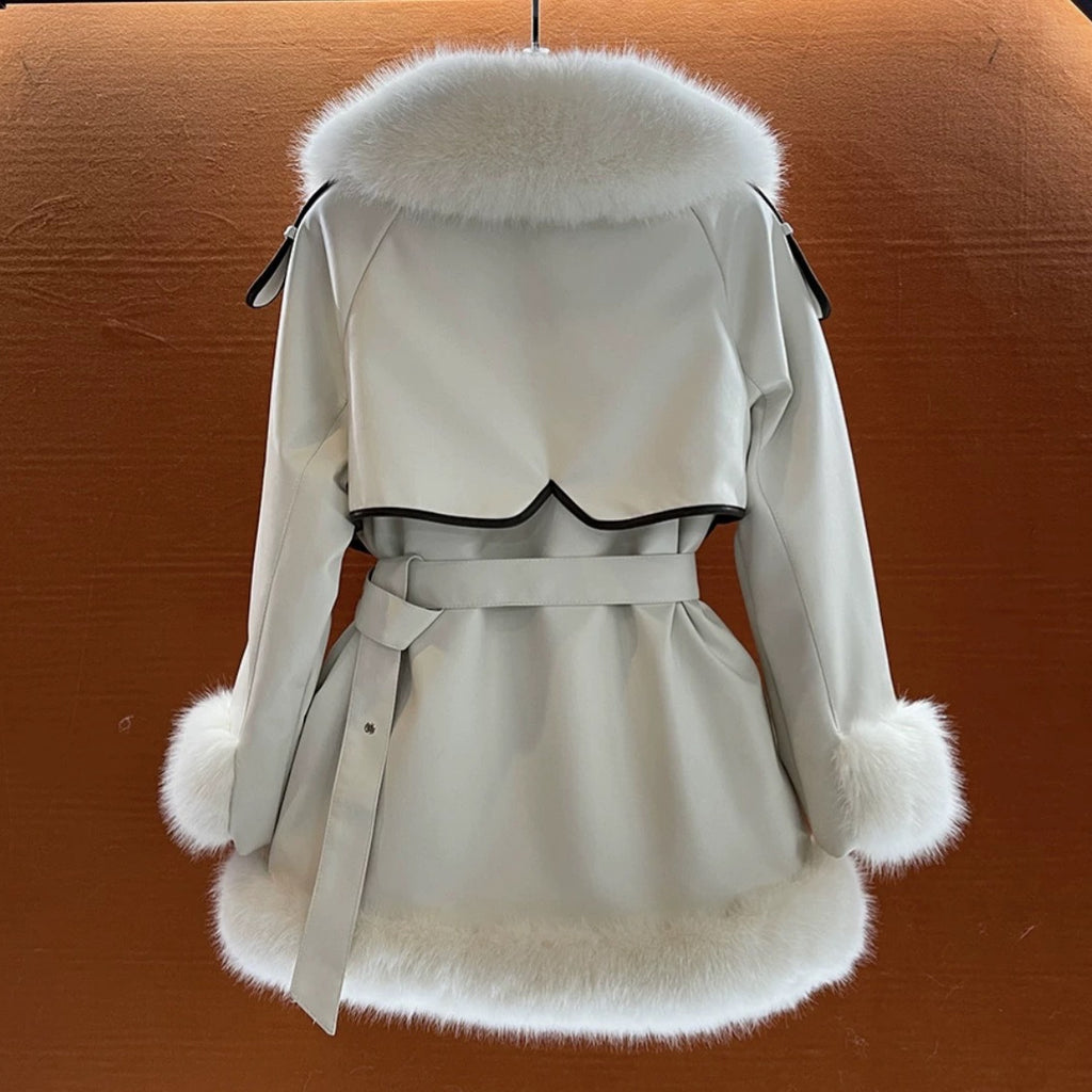 Elegant Women's Faux Fur Coat with Big Fur Collar