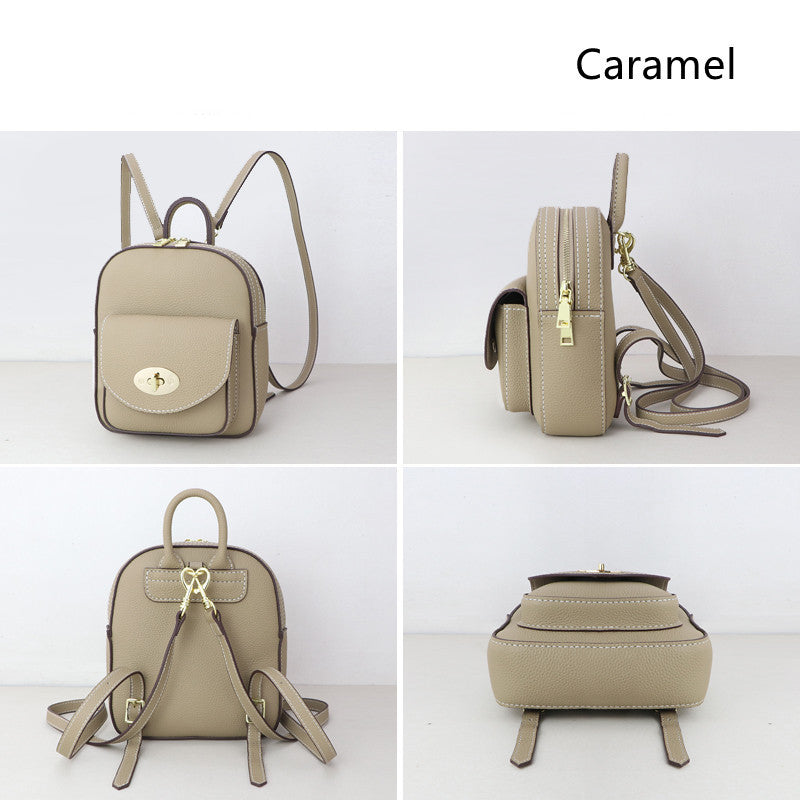 Women's Genuine Cowhide Leather Fashion Backpack 25x21x6.5cm