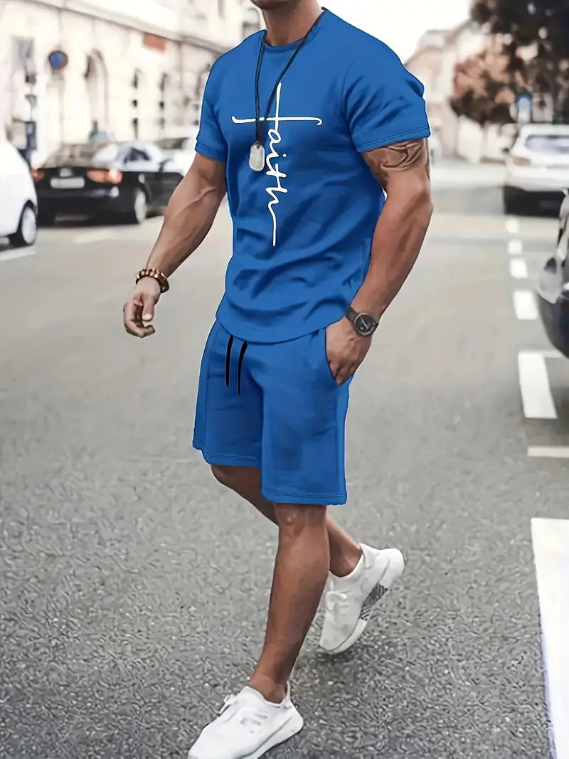 Casual Sports Short Sleeve 3d Digital Printing Design Two-piece Set