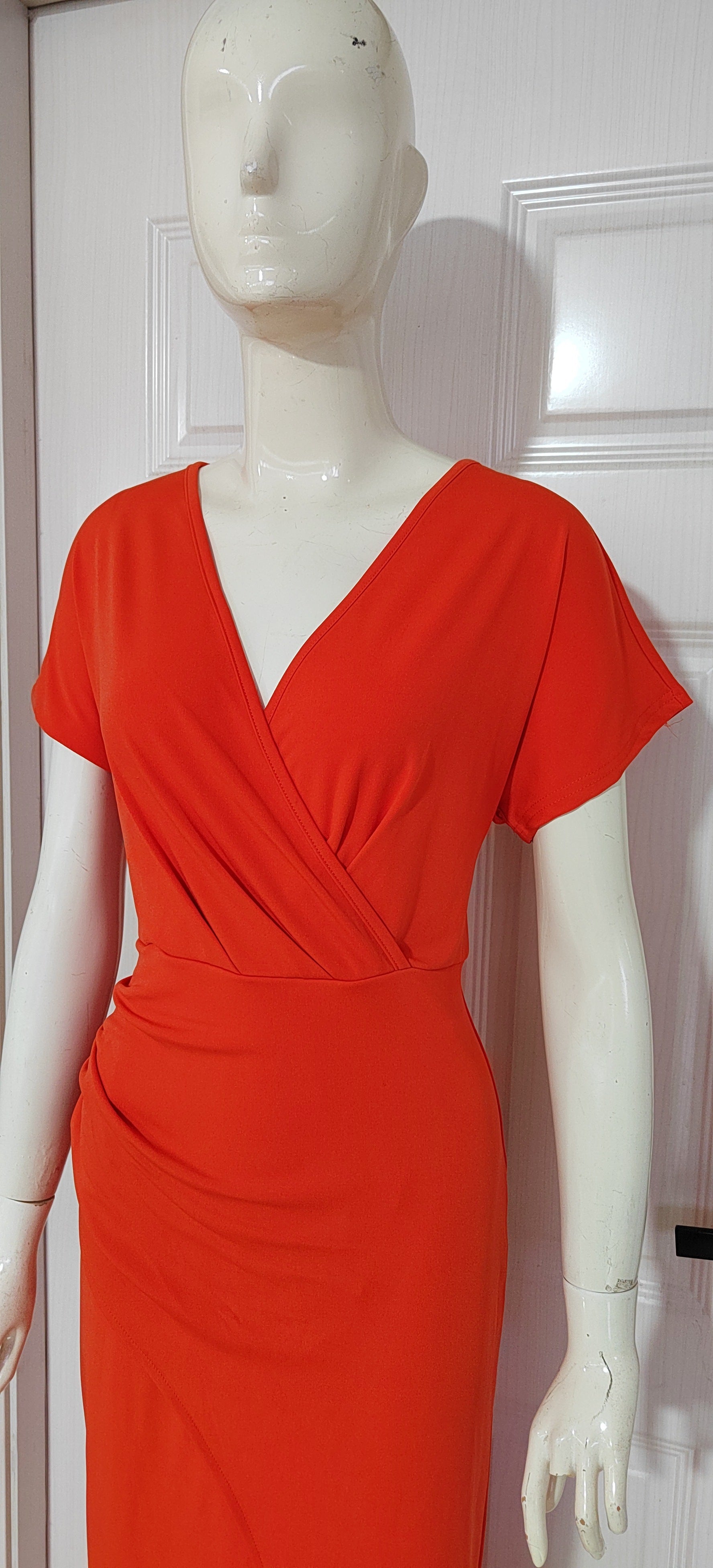 Slim-Fit Short-Sleeve V-Neck Summer Dress with Sexy Split
