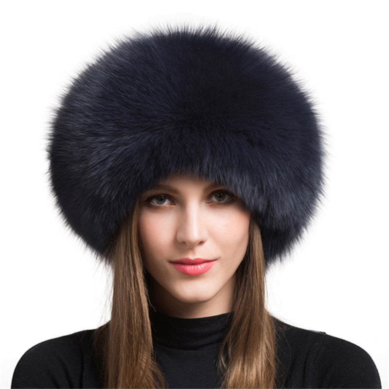 Chapeau dôme en fourrure de renard avec protection pour les oreilles pour femme