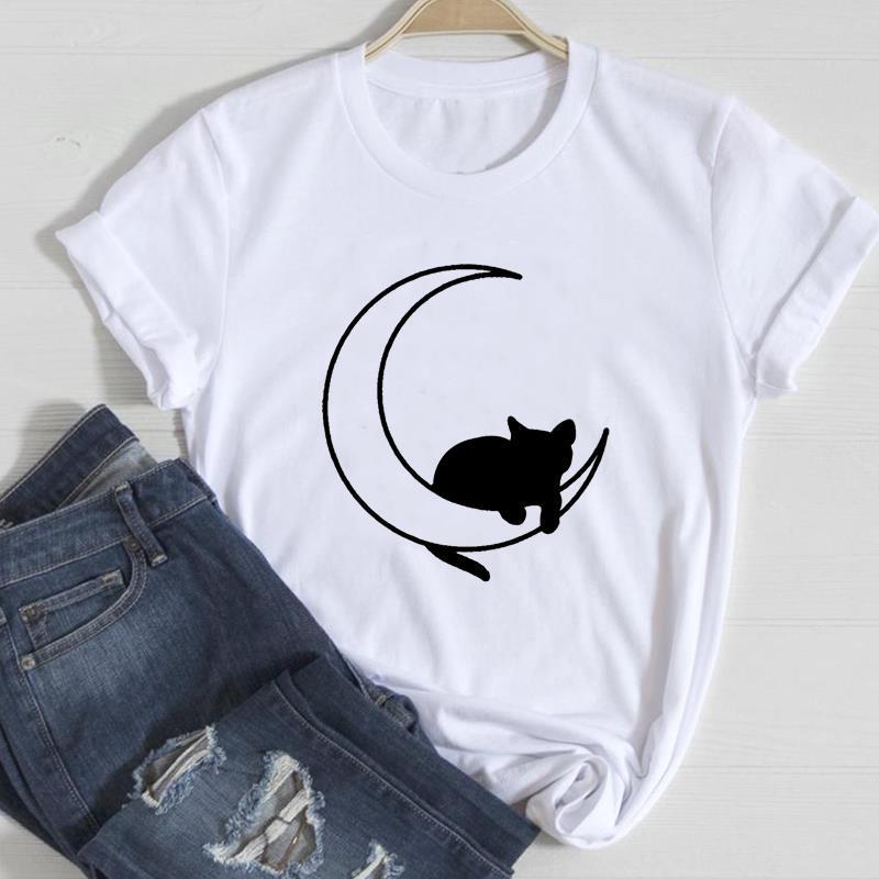 Cute Cat Printed European & American Short Sleeve T-Shirt