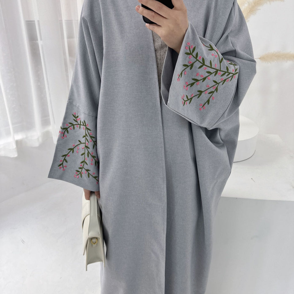 Élégant cardigan brodé de fleurs pour le Moyen-Orient, l'Arabie saoudite, la Turquie, Dubaï