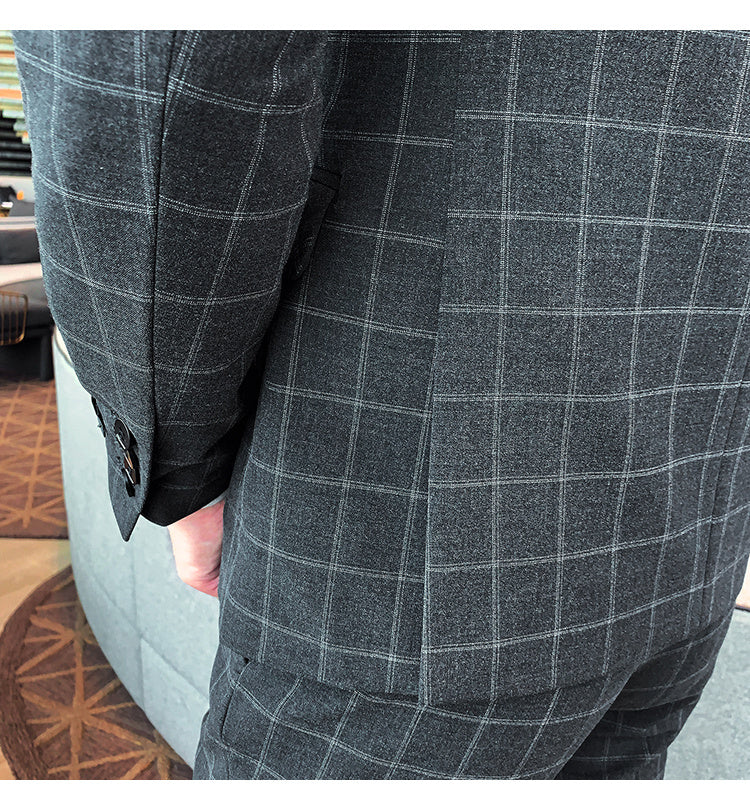 Men's Slim-Fit Casual Business Three-Piece Suit for Ceremony
